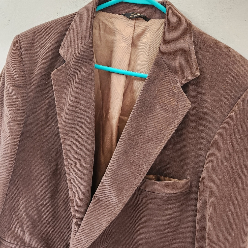 Vintage LEVI'S Menswear Brown Blazer Size L Corduroy Elbow Patch Front Pockets - Picture 10 of 11